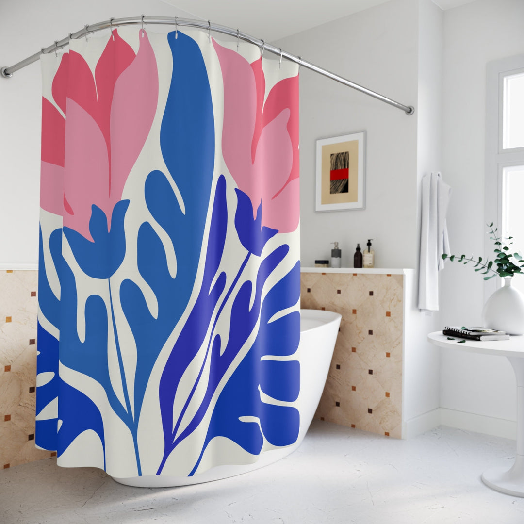 Tropical Shower Curtain – Waterproof Polyester Beach Floral Print Bathroom Decor