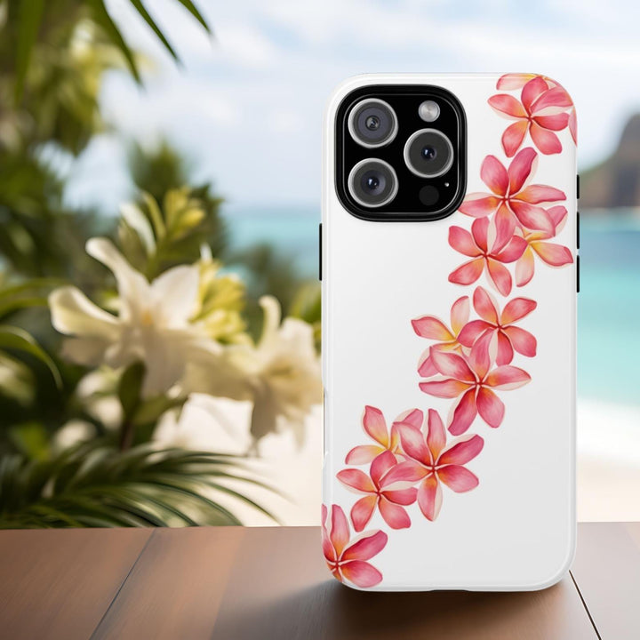 Hawaiian Flower Lei Phone Case: Tropical Pink Plumeria Design