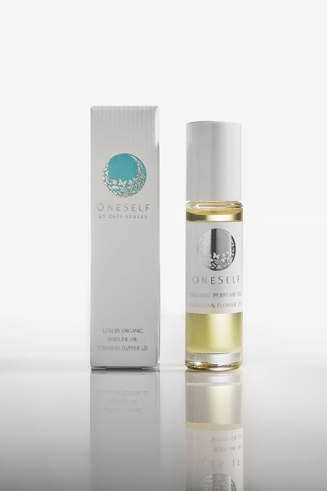 A bottles of OneSelf Hawaiian Flower Lei roll on perfume oil, all organic, natural, vegan friendly, not tested on animals