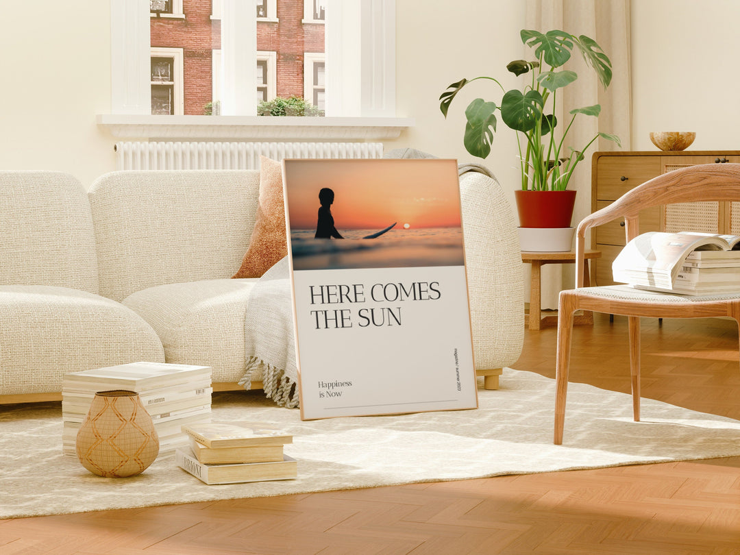 Sunset Surf Art Poster - Retro Surf Wall Art | Coastal Wall Decor Digital Download