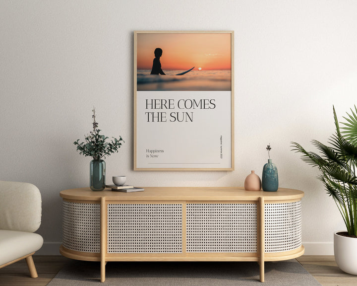Sunset Surf Art Poster - Retro Surf Wall Art | Coastal Wall Decor Digital Download