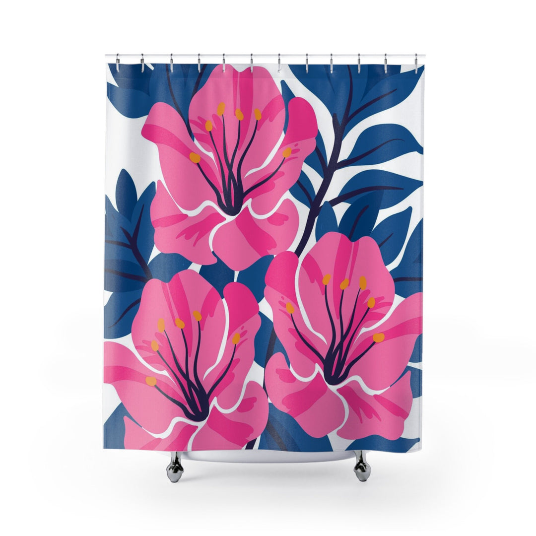 Pink Hibiscus Shower Curtain - Waterproof Tropical Decor