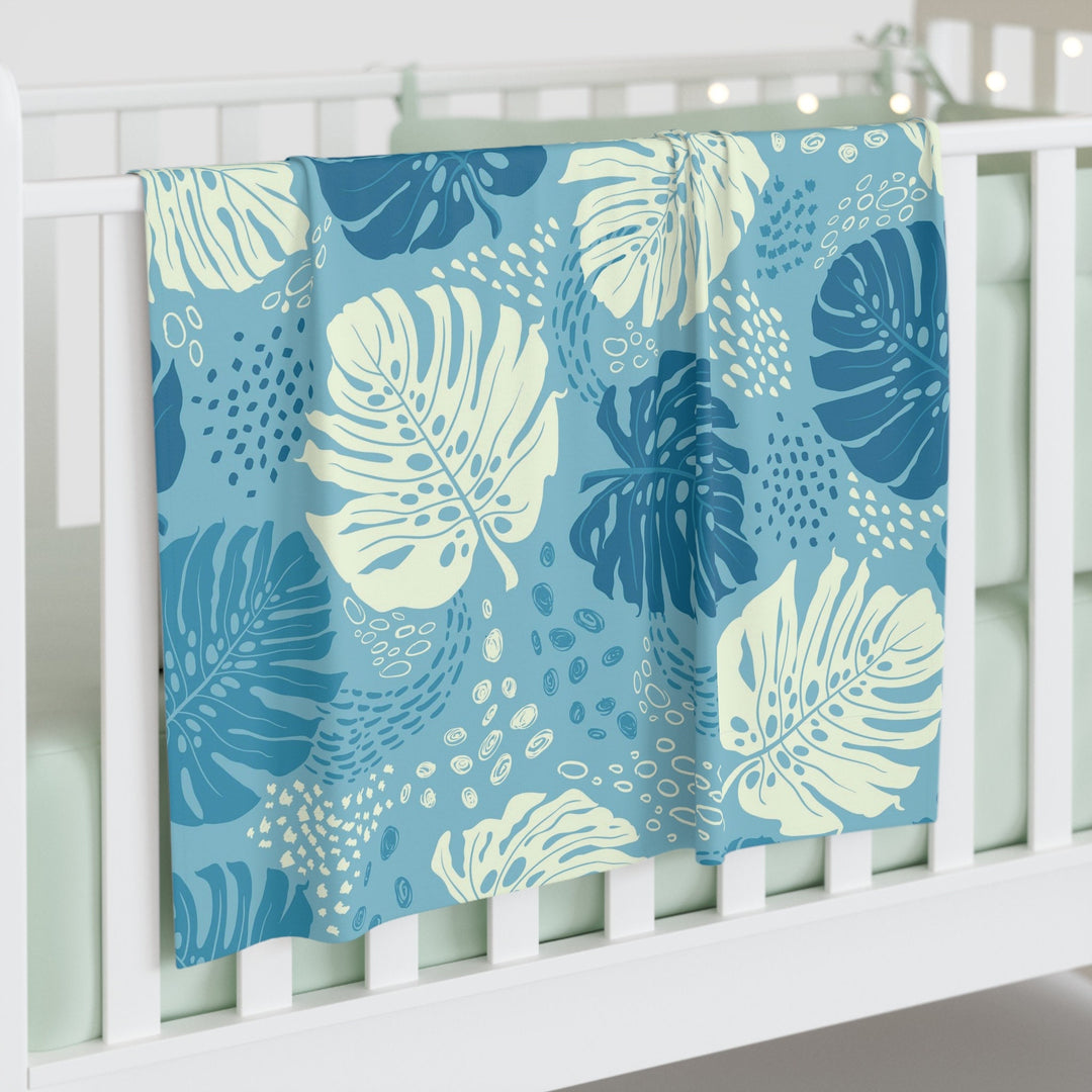 Baby Swaddle Blanket - Monstera Leaf Design | Soft Infant Wrap | Tropical Baby Gift