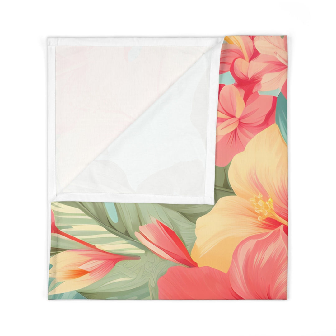 Leilani Baby Swaddle Blanket | Soft Jersey Polyester Vintage Hawaiian Hibiscus