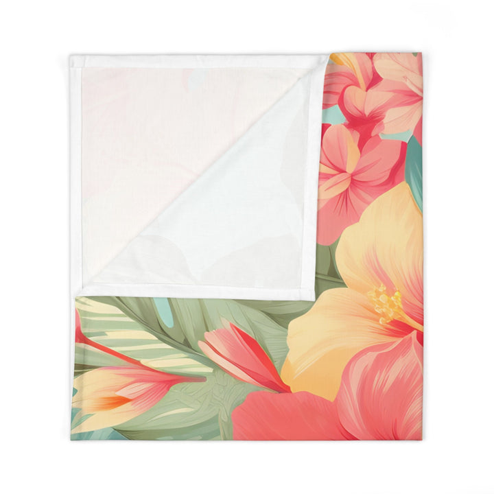 Leilani Baby Swaddle Blanket | Soft Jersey Polyester Vintage Hawaiian Hibiscus