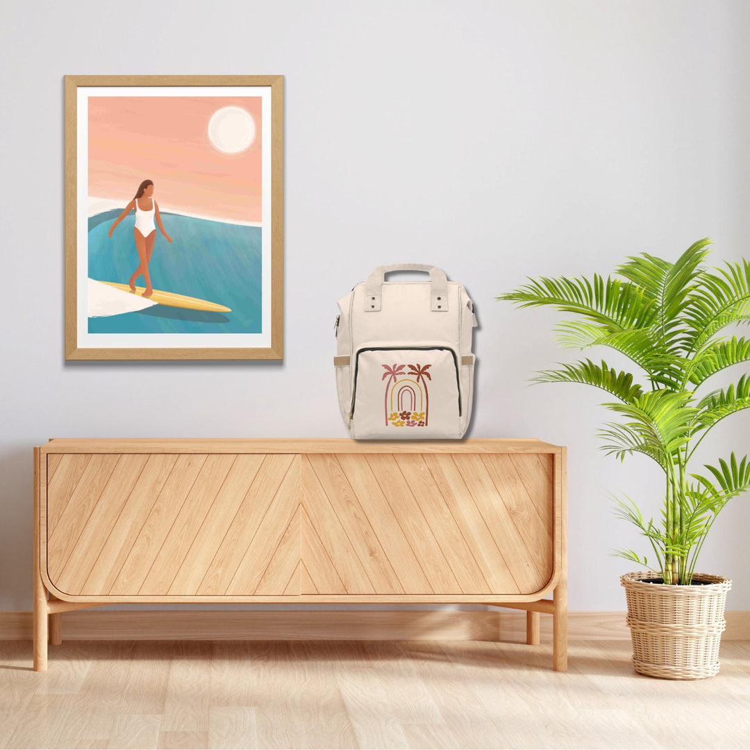 Diaper Bag Backpack | Plumeria Floral Print & Stylish Universal Fit