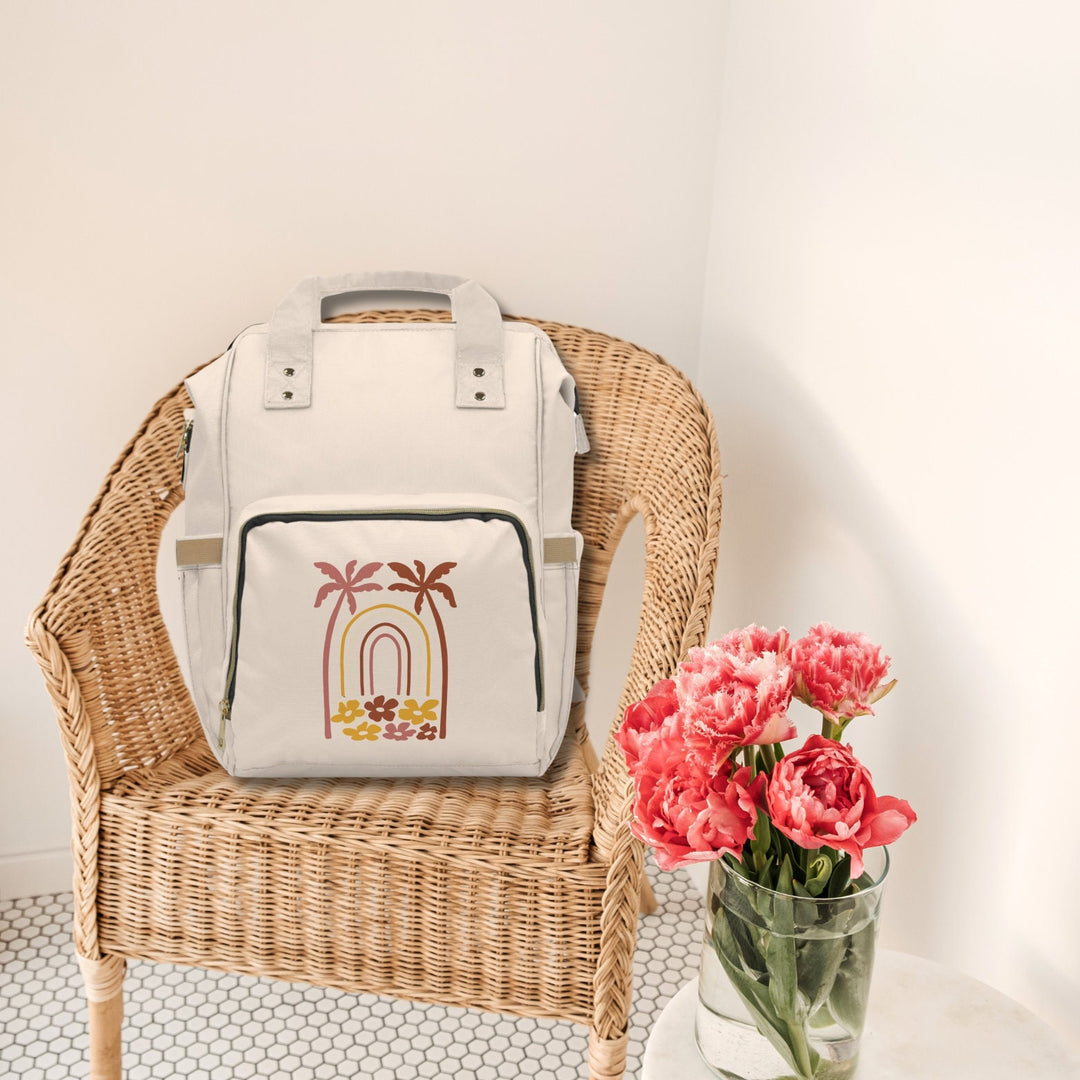 Diaper Bag Backpack | Plumeria Floral Print & Stylish Universal Fit