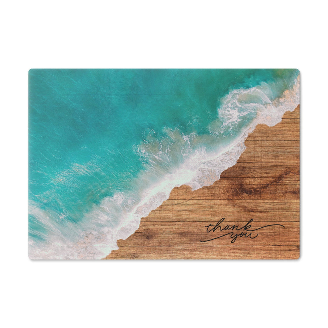 Tempered Glass Ocean Waves Serving Board | Coastal Chopping Platter