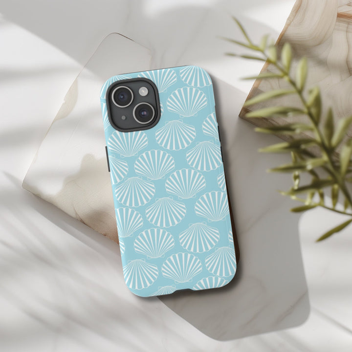Turquoise Seashell Phone Case - Durable Hard Beach Cover With Wireless Charging