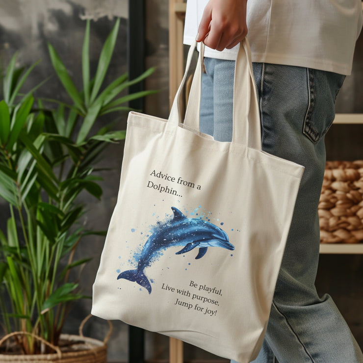 Dolphin tote bag, Beach tote bag, Dolphin Gift, Marine Biologist Gift, Ocean lover gift, inspirational gift, Beach Bag, Summer Bag, Tote