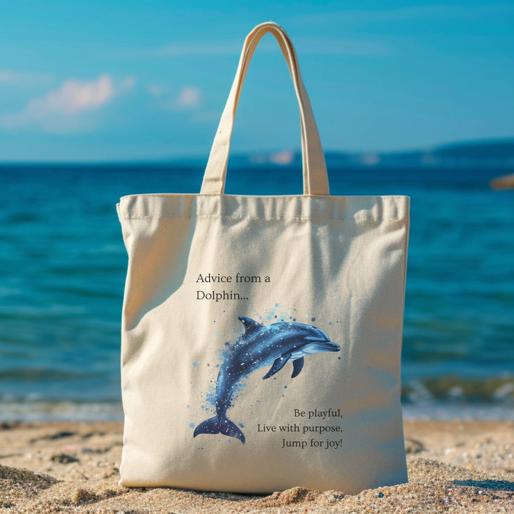 Dolphin tote bag, Beach tote bag, Dolphin Gift, Marine Biologist Gift, Ocean lover gift, inspirational gift, Beach Bag, Summer Bag, Tote