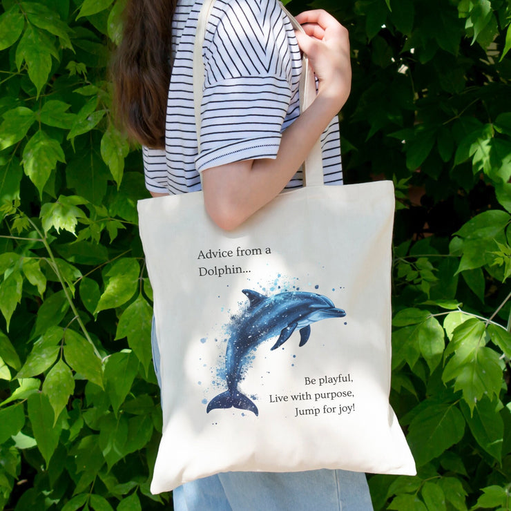 Dolphin tote bag, Beach tote bag, Dolphin Gift, Marine Biologist Gift, Ocean lover gift, inspirational gift, Beach Bag, Summer Bag, Tote