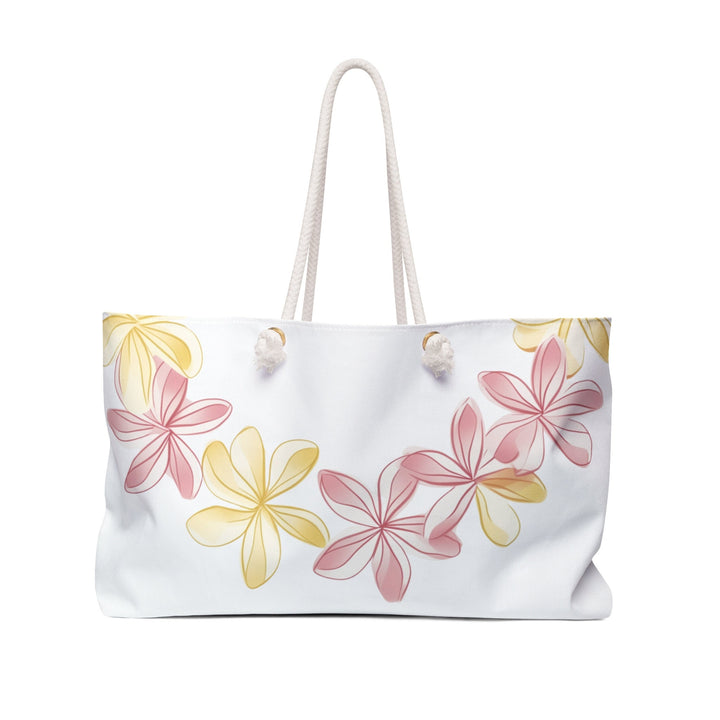 Water Resistant Plumeria Tote Bag | 24" Rope Handle Weekender for Beach & Pool