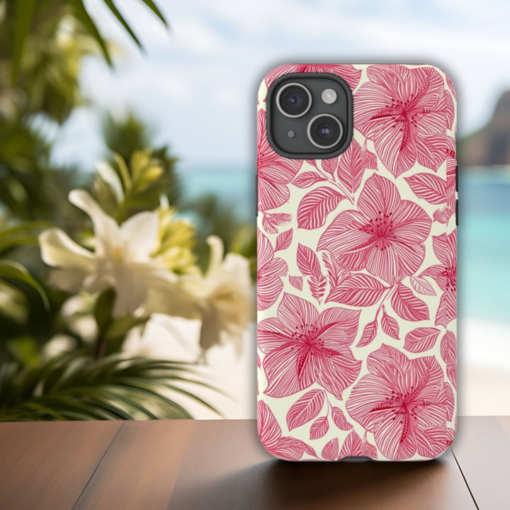 Tough Dual Layer Phone Case | Hawaiian Hibiscus Print for iPhone & Samsung