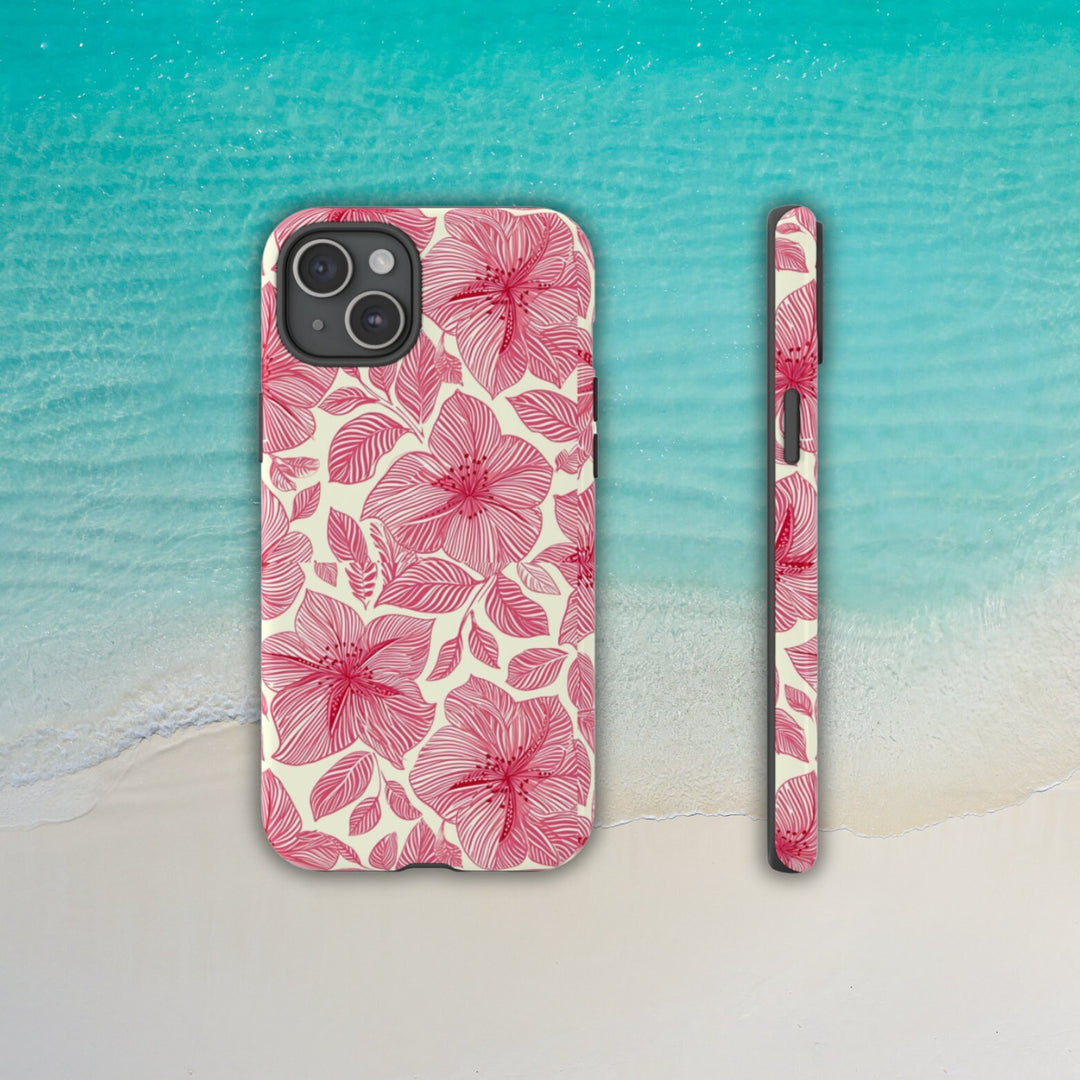 Tough Dual Layer Phone Case | Hawaiian Hibiscus Print for iPhone & Samsung