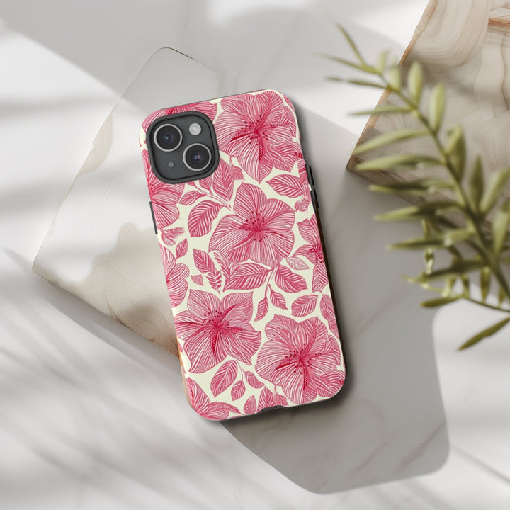 Tough Dual Layer Phone Case | Hawaiian Hibiscus Print for iPhone & Samsung