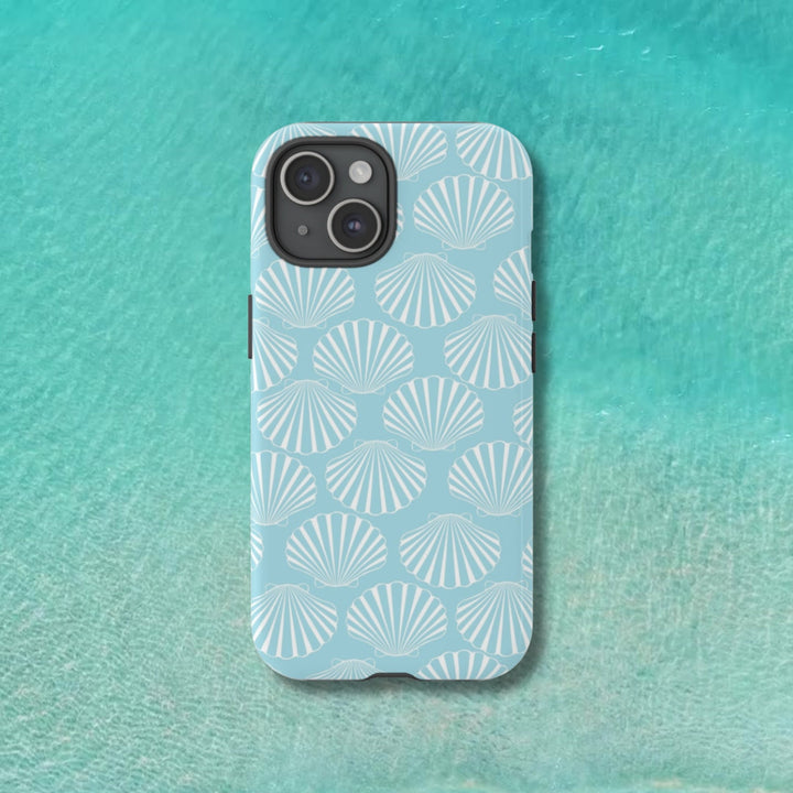 Turquoise Seashell Phone Case - Durable Hard Beach Cover With Wireless Charging