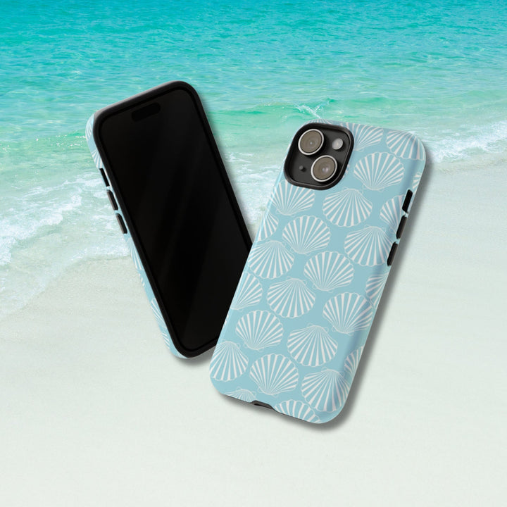 Turquoise Seashell Phone Case - Durable Hard Beach Cover With Wireless Charging