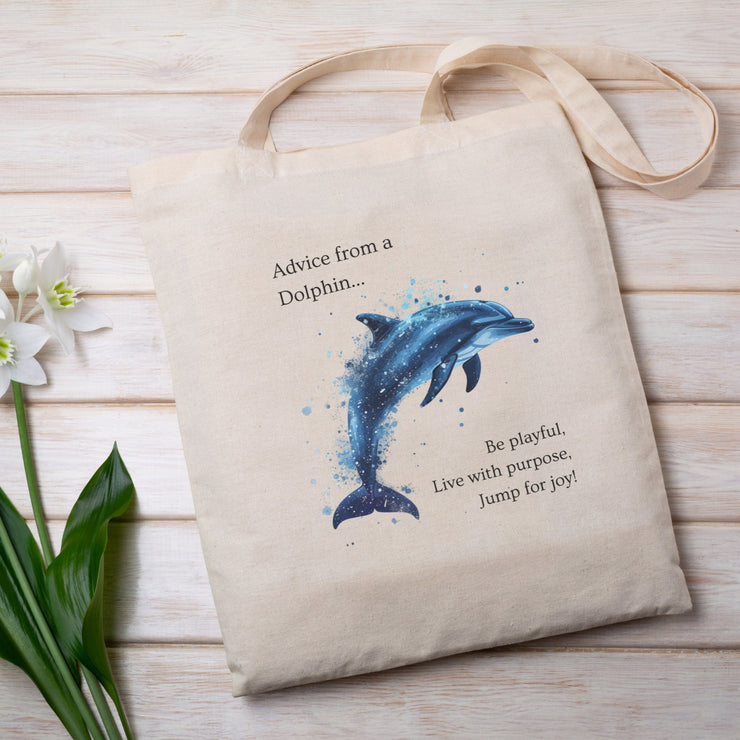 Dolphin tote bag, Beach tote bag, Dolphin Gift, Marine Biologist Gift, Ocean lover gift, inspirational gift, Beach Bag, Summer Bag, Tote