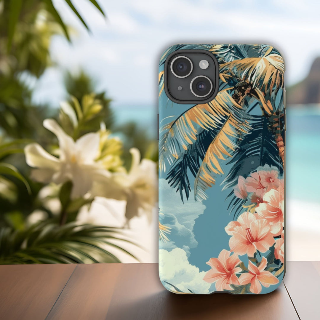 a colorful phone case with a tropical flower design