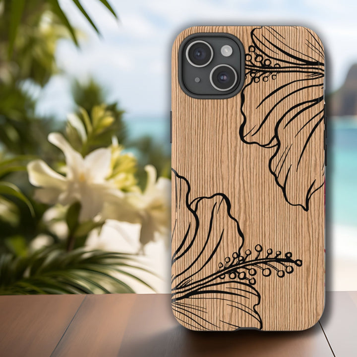 Tough Phone Case - Durable Dual Layer Protection With Hibiscus Tropical Design