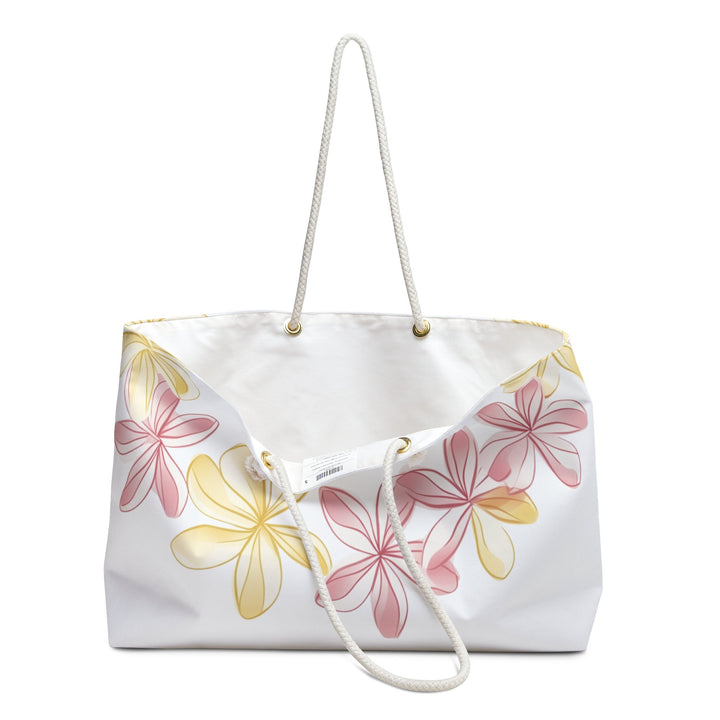 Water Resistant Plumeria Tote Bag | 24" Rope Handle Weekender for Beach & Pool