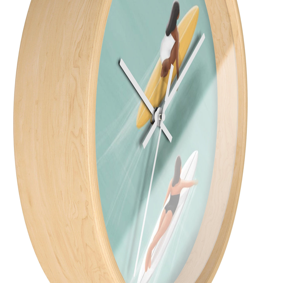 Boho Coastal Wall Clock (10 Inch) | Silent Movement Surfer Beach Decor