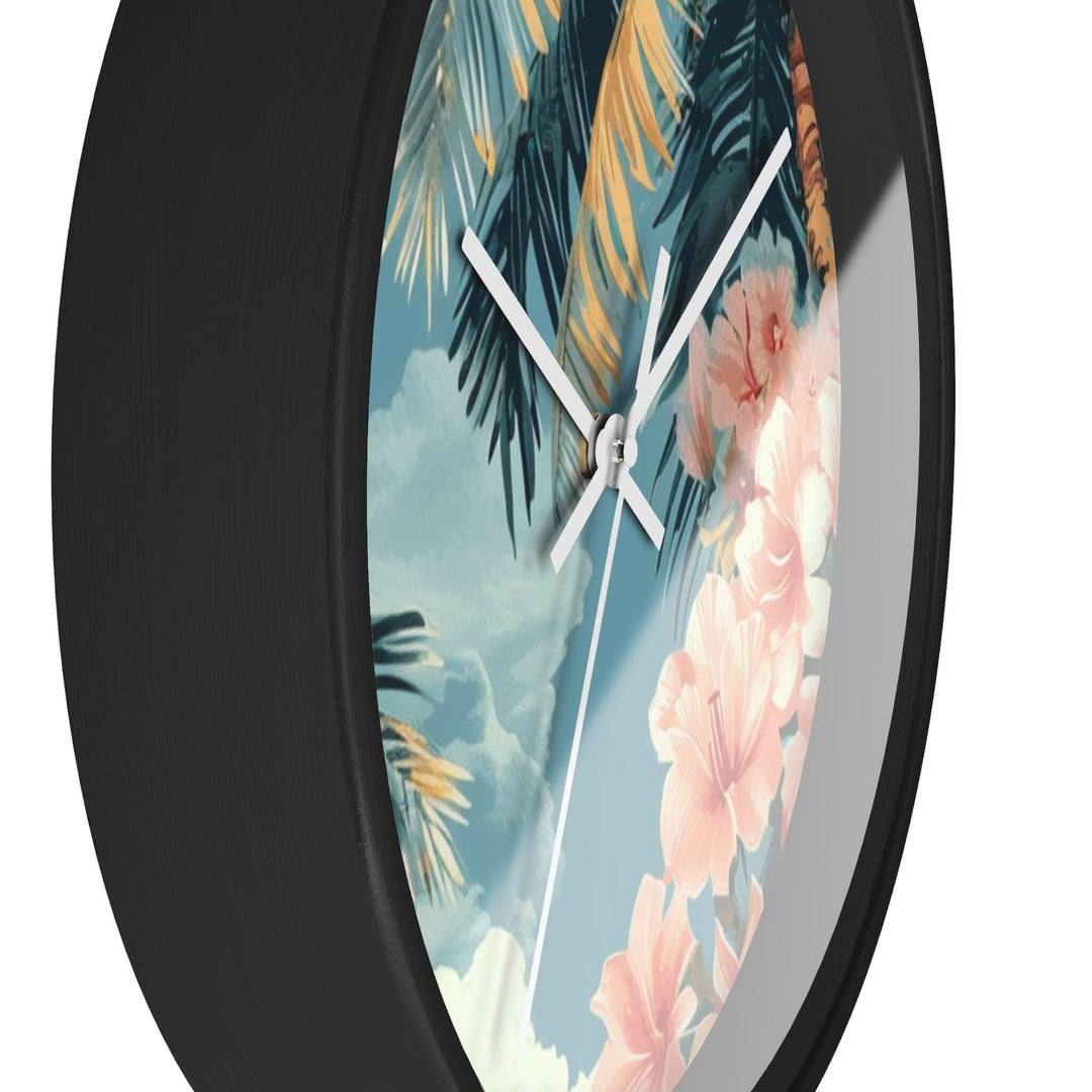 Silent Tropical Wall Clock | Hawaiian Floral Beach House Decor & Coastal Living Gift