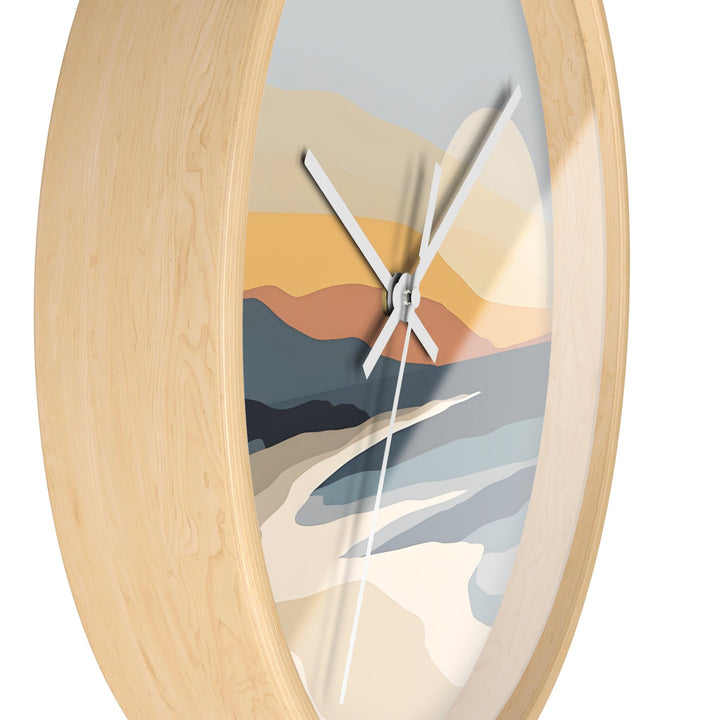 Minimalist Coastal Wall Clock (10 Inch) | Silent Movement Abstract Landscape Decor