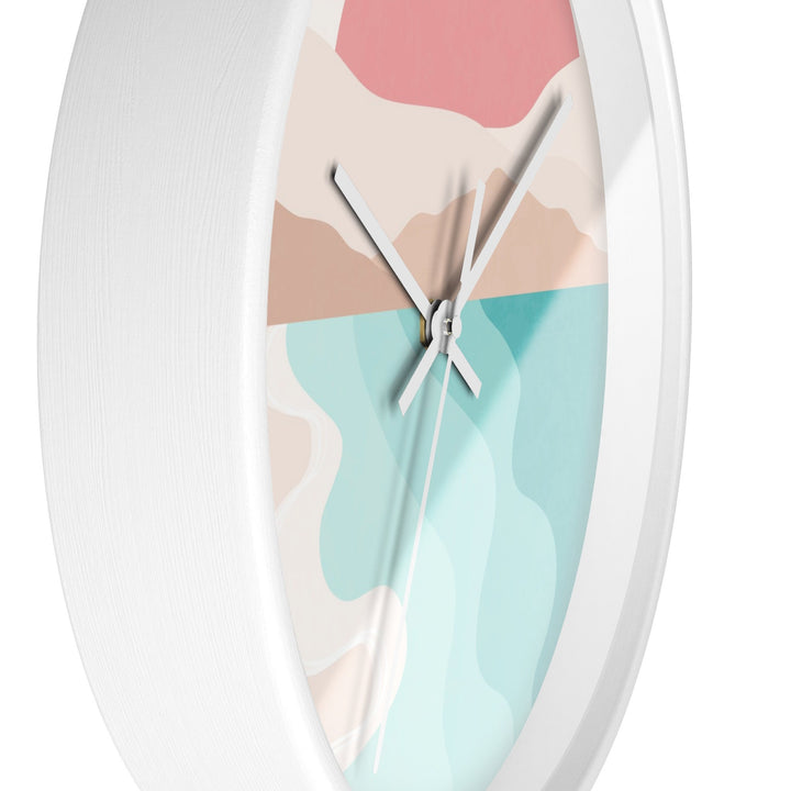 Minimalist Coastal Wall Clock (10 Inch) | Silent Movement Abstract Sunset Decor