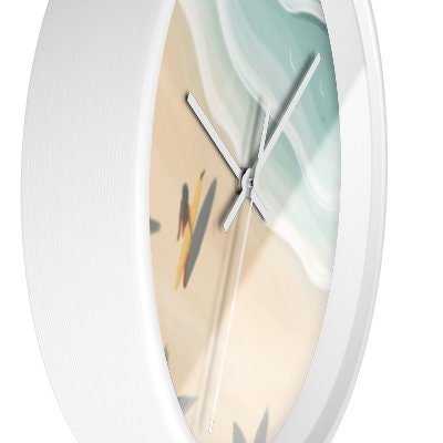 Endless Summer Wall Clock | Boho Surfer Girl Coastal Decor | Silent Non-Ticking Wooden Clock
