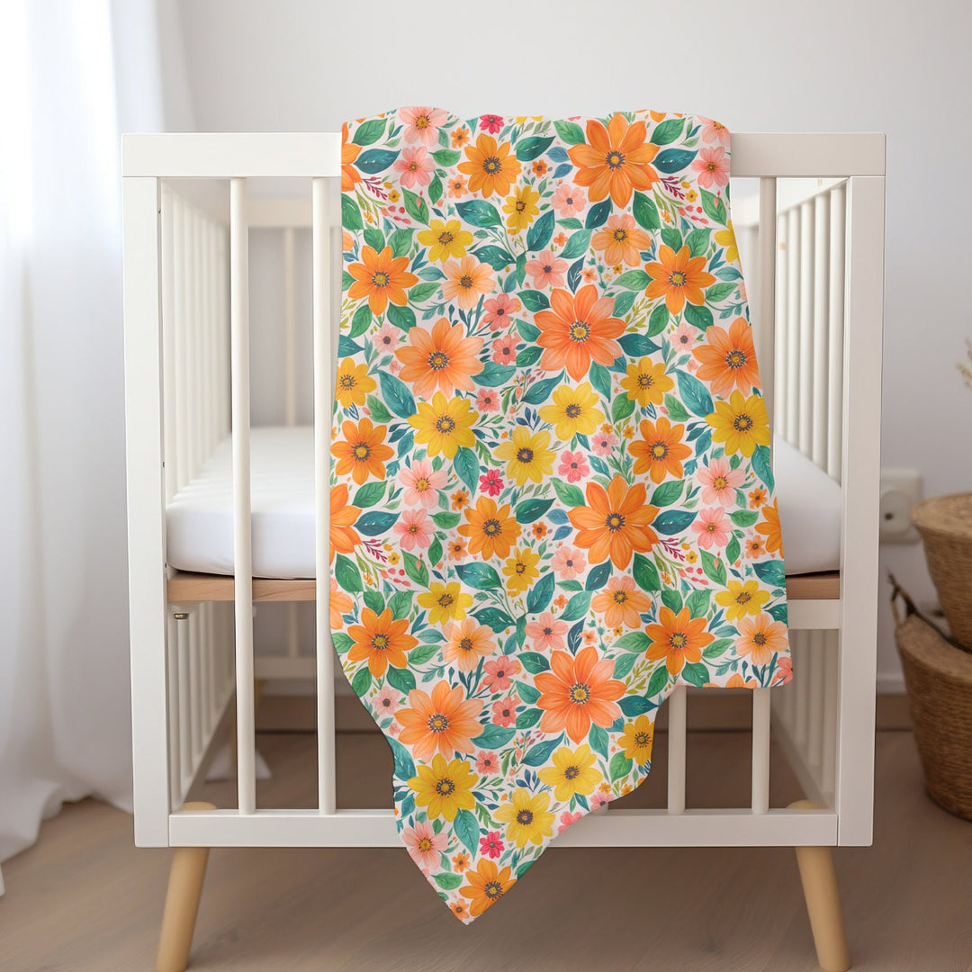 Baby Swaddle Blanket – Vintage Floral Print Soft Breathable Fabric Wrap for Newborns