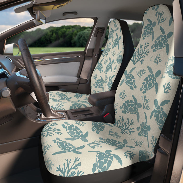 Turtle Bay Car Seat Covers (Set of 2) | Universal Fit Hawaiian Sea Turtle Print Protection