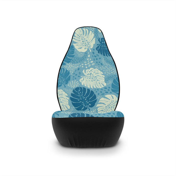 Hawaiian Car Seat Covers – Tropical Monstera Leaf Print Blue White Covers