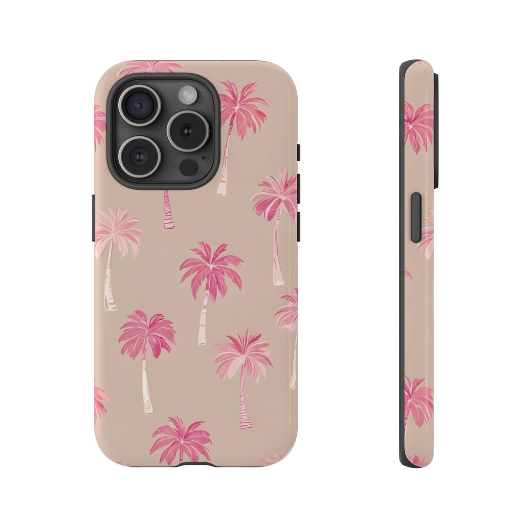 Tough Dual Layer Phone Case | Pink Tropical Palm Tree for iPhone & Samsung