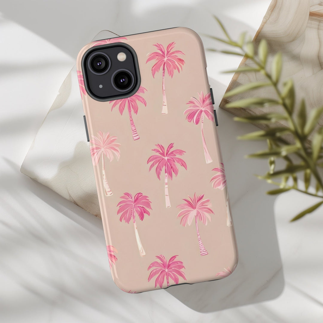 Tough Dual Layer Phone Case | Pink Tropical Palm Tree for iPhone & Samsung
