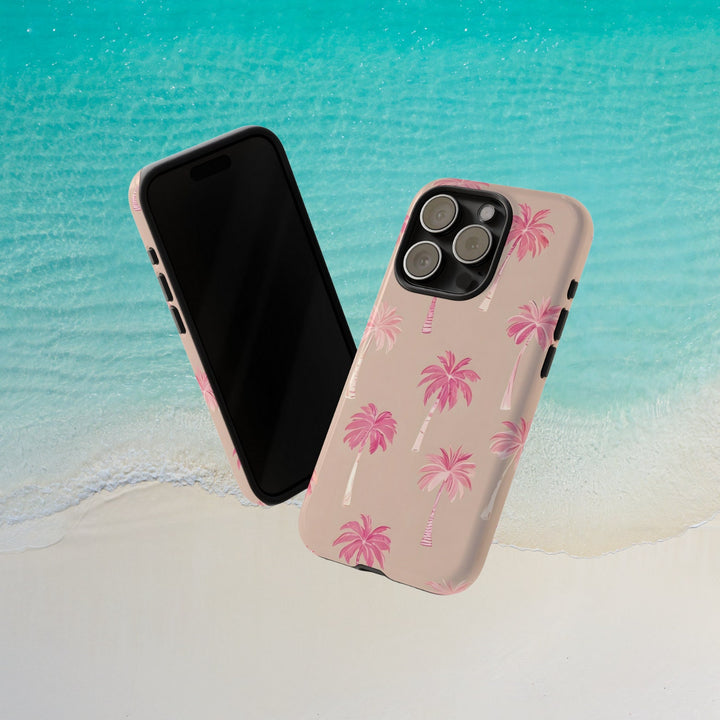 Tough Dual Layer Phone Case | Pink Tropical Palm Tree for iPhone & Samsung