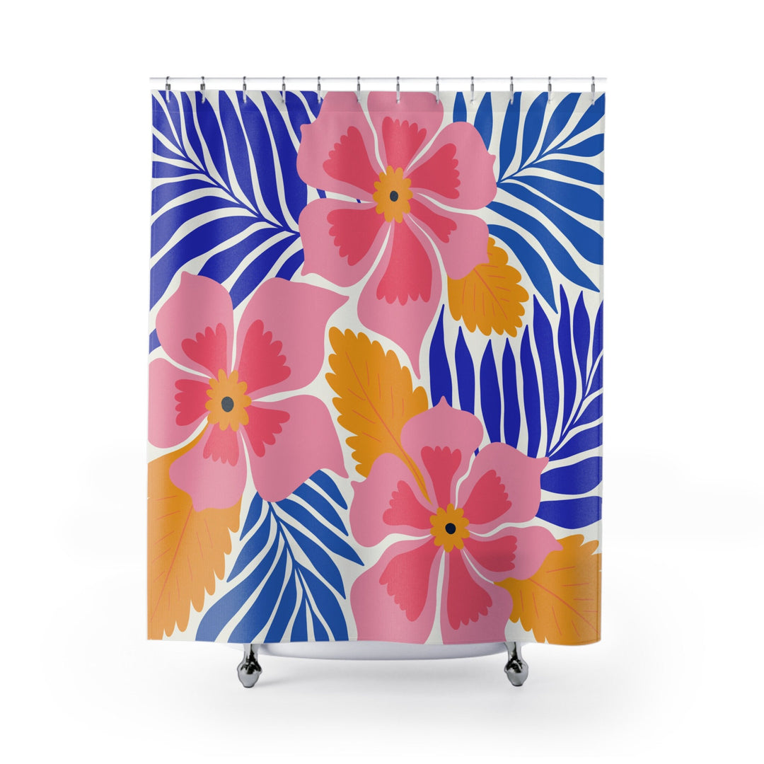 Tropical Shower Curtain - Vintage Floral Bath Curtain | Waterproof Polyester Panel