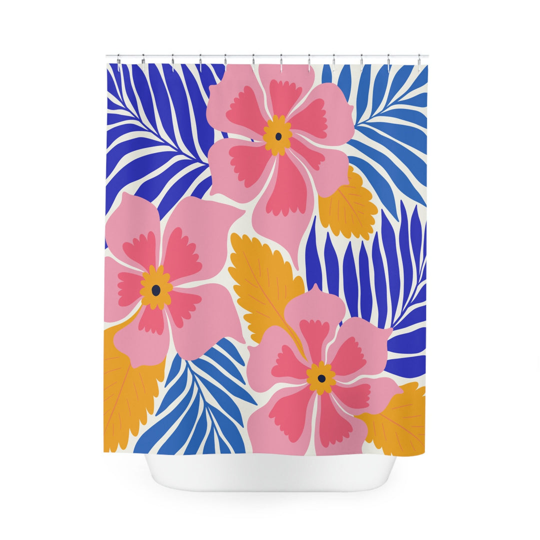 Tropical Shower Curtain - Vintage Floral Bath Curtain | Waterproof Polyester Panel