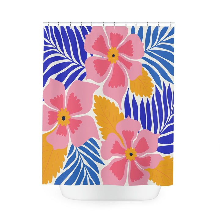 Tropical Shower Curtain - Vintage Floral Bath Curtain | Waterproof Polyester Panel