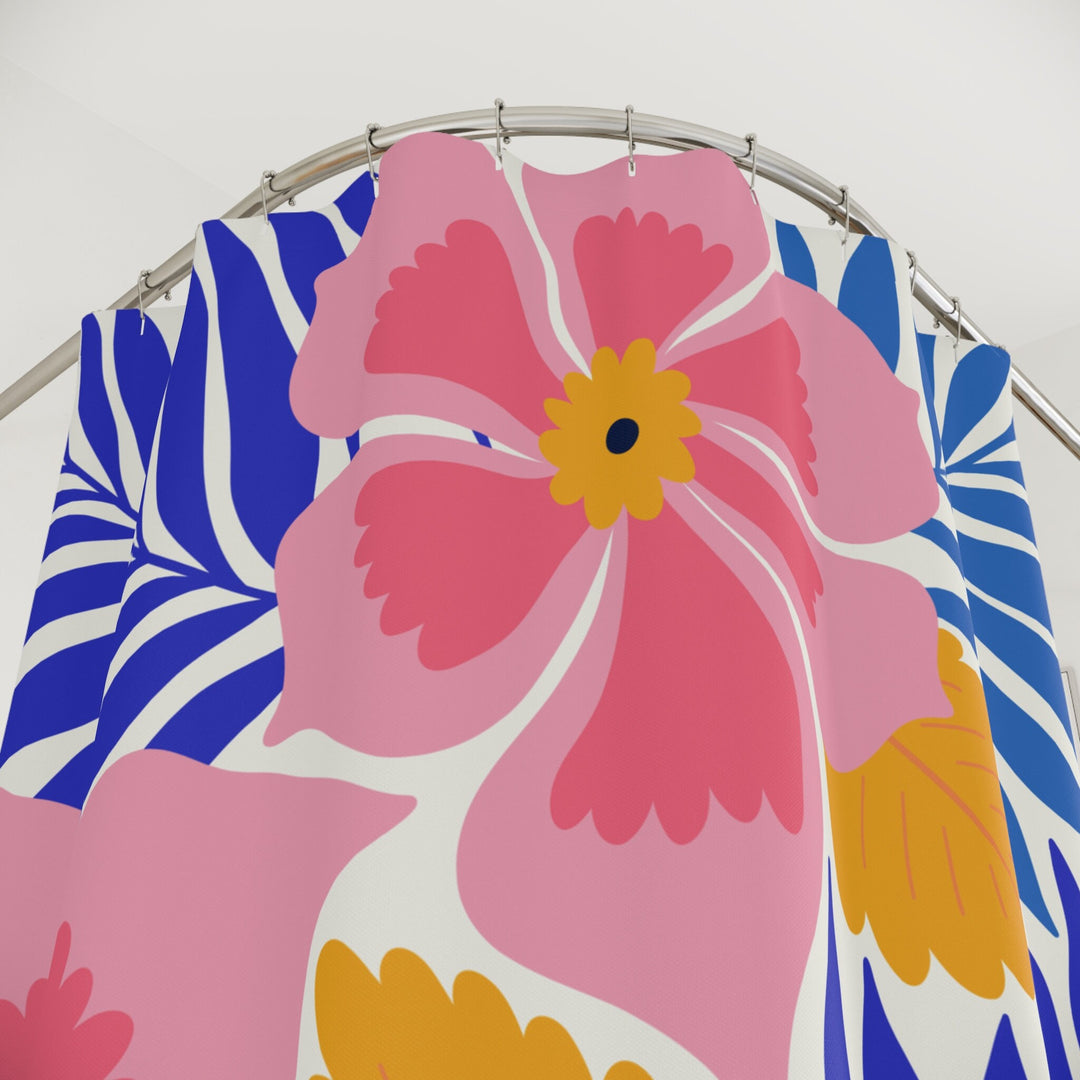 Tropical Shower Curtain - Vintage Floral Bath Curtain | Waterproof Polyester Panel