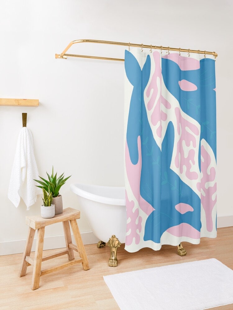 Orca Whale Shower Curtain 71"x74" | Abstract Marine Waterproof Decor