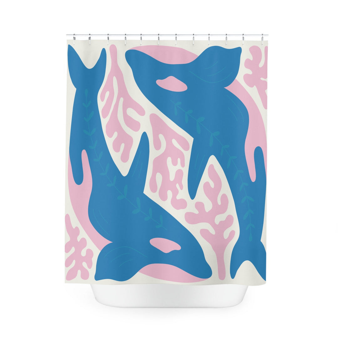 Orca Whale Shower Curtain 71"x74" | Abstract Marine Waterproof Decor