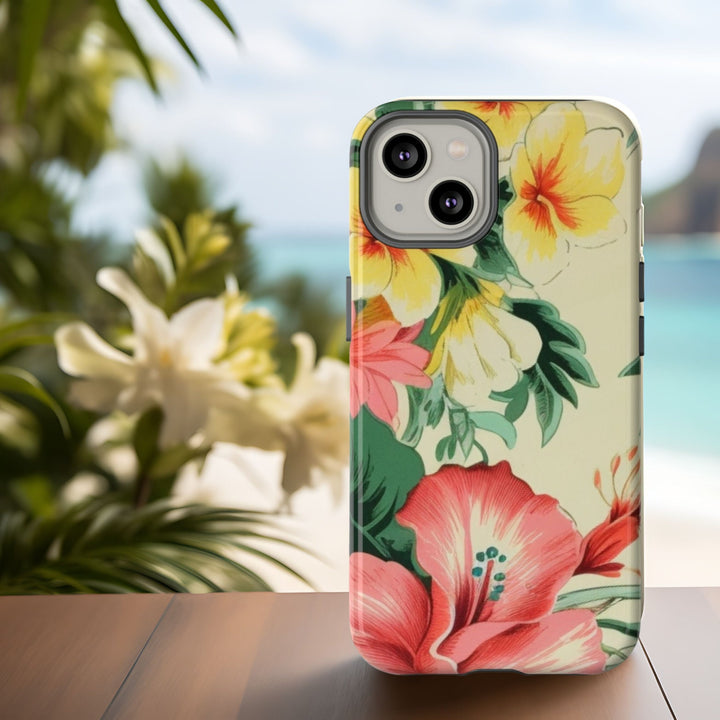Tough Dual Layer Phone Case | Vintage Hawaiian Print for iPhone & Samsung