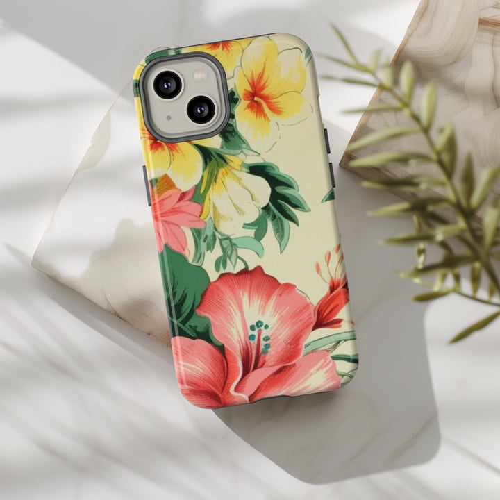 Tough Dual Layer Phone Case | Vintage Hawaiian Print for iPhone & Samsung