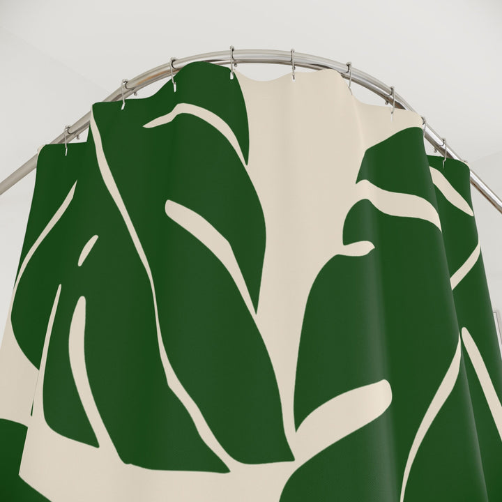 Palm Cove Tropical Shower Curtain 71"x74" | Green Botanical Palm Leaves Waterproof Decor