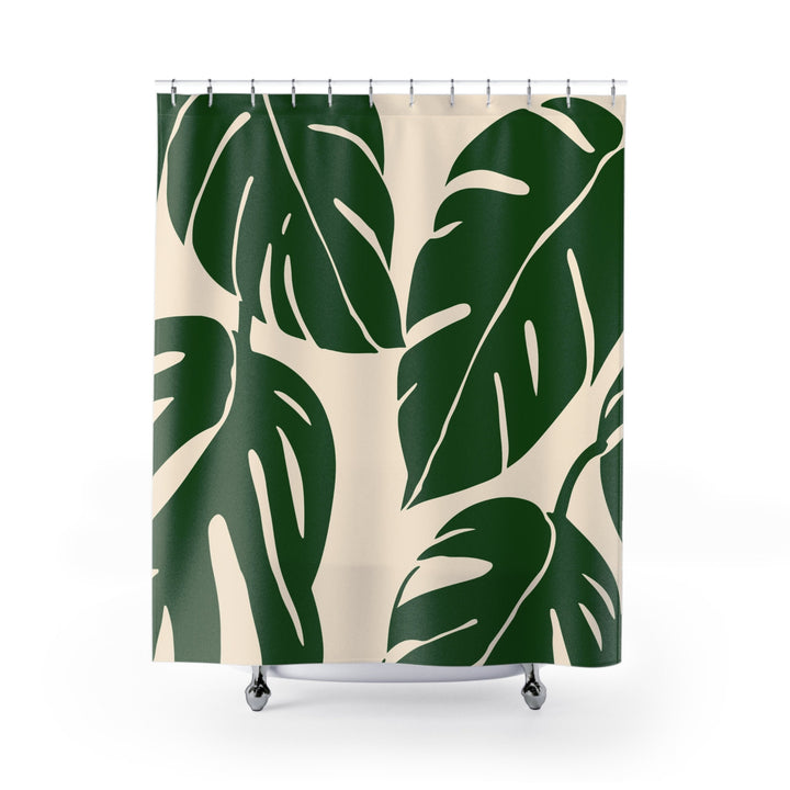 Palm Cove Tropical Shower Curtain 71"x74" | Green Botanical Palm Leaves Waterproof Decor