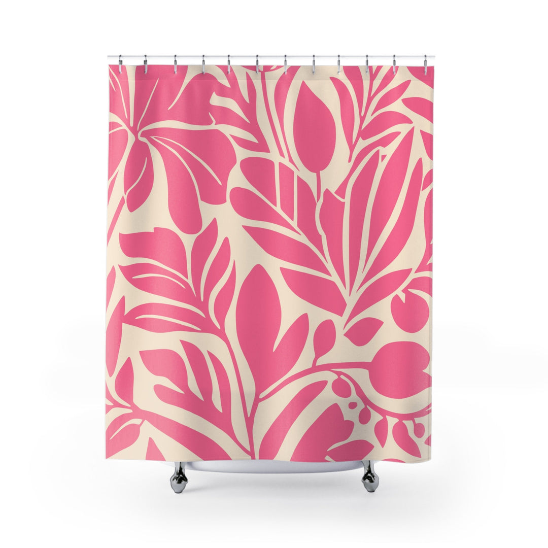 Little Cove Pink Botanical Shower Curtain | Waterproof Matisse-Inspired Floral Decor