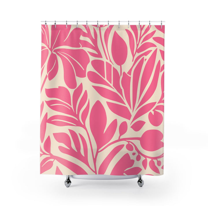 Little Cove Pink Botanical Shower Curtain | Waterproof Matisse-Inspired Floral Decor