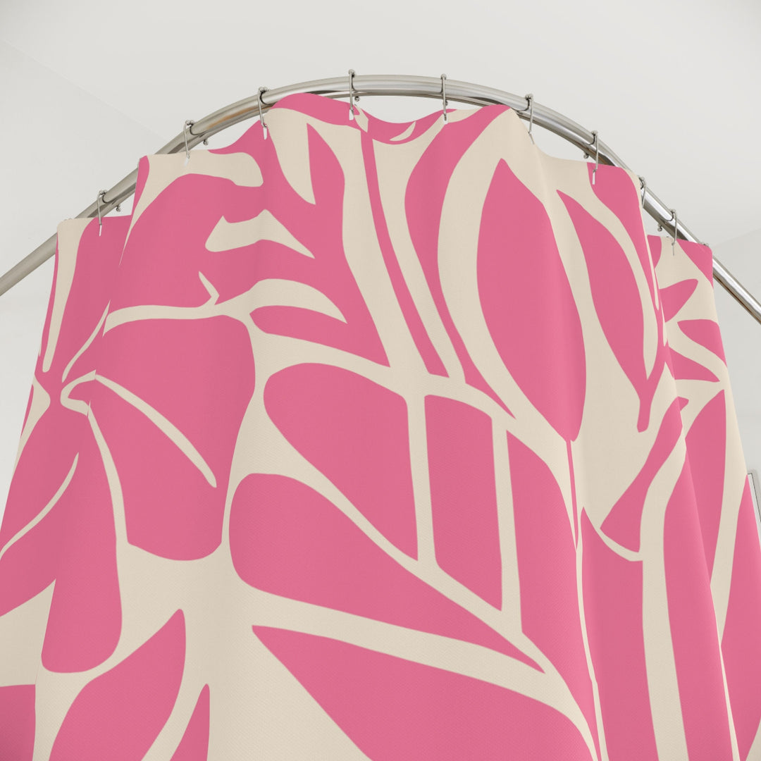 Little Cove Pink Botanical Shower Curtain | Waterproof Matisse-Inspired Floral Decor